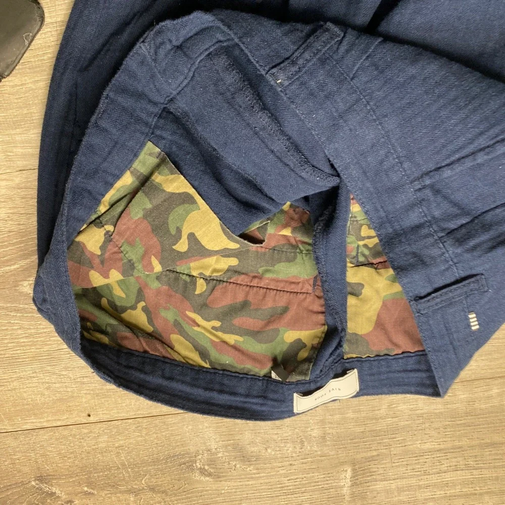 Five Four Chinos Mens 34 Blue Herringbone Camo Lined Casual Trousers